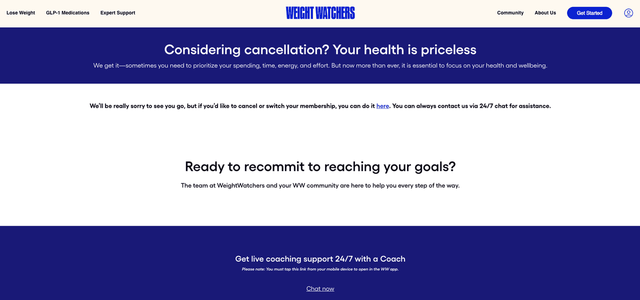 Navigate to the account settings page when learning how to cancel weight watchers to confirm the process.