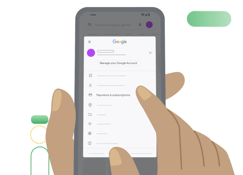 Open Google Play payments and subscriptions menu on Android to quickly cancel headspace subscription.