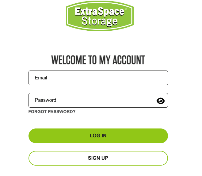 The official customer portal login screen you must access to securely manage and cancel extra space storage online.