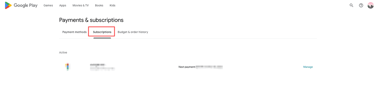 Navigate to the Payments and subscriptions tab to effectively cancel youtube tv through google play on your desktop. 