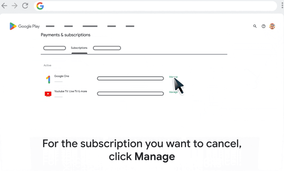 Maps the Google Play Store settings to find out how to cancel capcut subscription on Android.