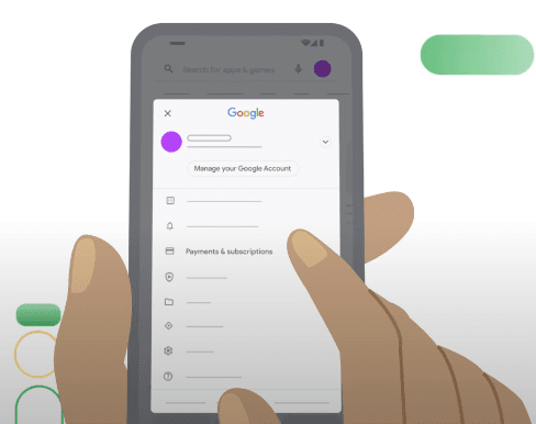 Google Account management screen on Android with Payments and subscriptions menu to locate and cancel ChatGPT Plus subscription via Play Store