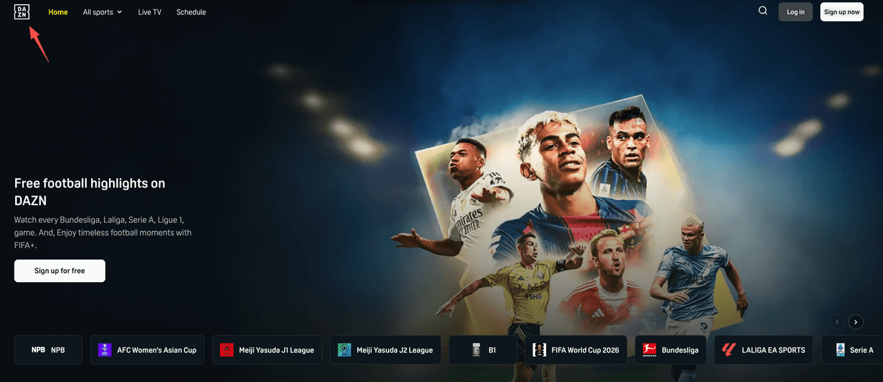 Step one on how to cancel DAZN subscription is visiting the official website homepage and logging into your sports account.