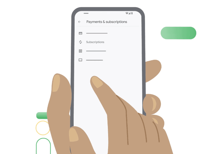 An illustration of a mobile interface showing the payments menu, the first step in learning how to cancel ChatGPT on mobile.