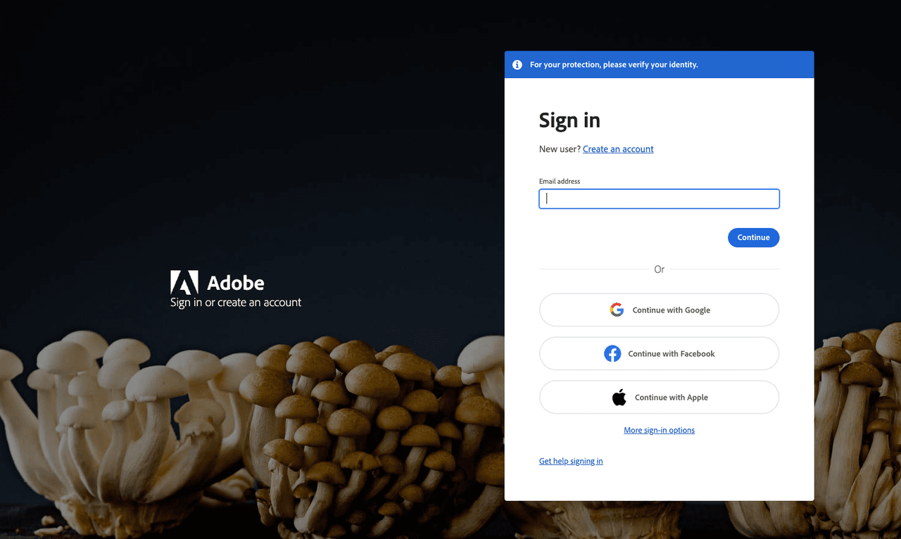 Adobe sign-in page to access account for how to cancel Adobe subscription – email login with Google, Facebook, or Apple options in 2026