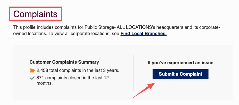 Submit a formal complaint if you are wrongly denied your public storage move out refund.