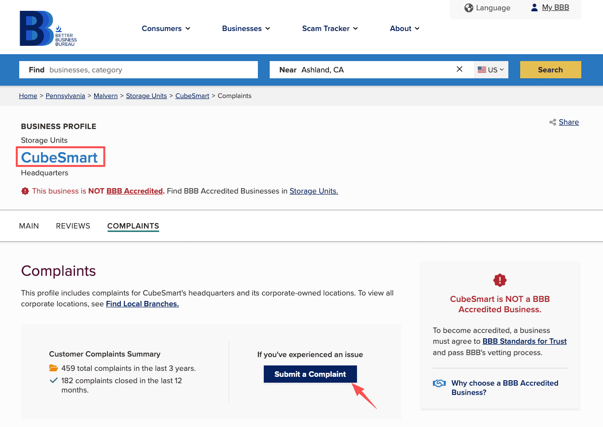 Having trouble with how to cancel cubesmart? Learn how to submit a formal complaint through the Better Business Bureau.