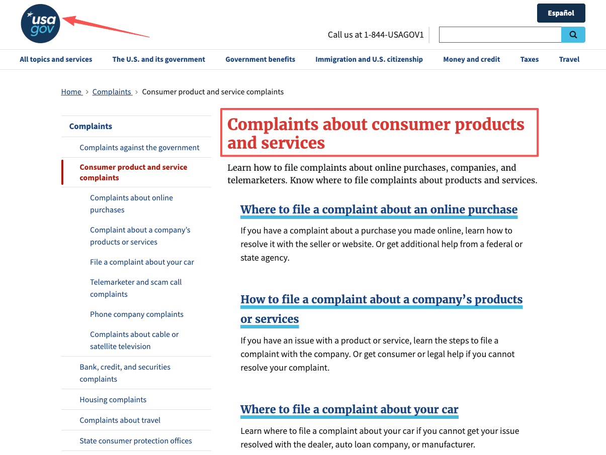 File a consumer complaint via USA.gov to dispute a missing public storage move out refund.