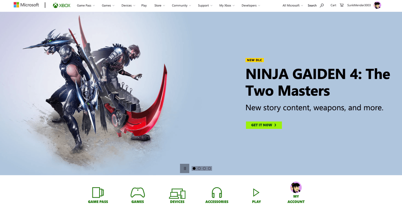 Start the process of how to cancel Xbox Game Pass on PC by visiting the main Xbox homepage.