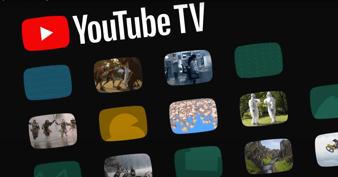 YouTube TV logo and channel grid displayed before you decide to cancel youtube tv through google play billing options.